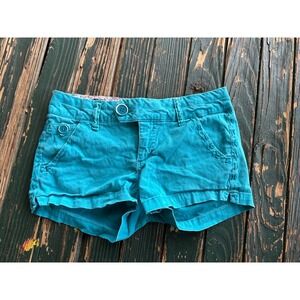 Freestyle Revolution Teal Blue Cotton Stretch Low Rise Shorts Womens Size 7